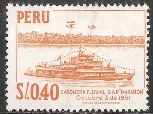 Peru-Stamp-Scott-485-AP49-40c-Orange-034-Ship-034-Canc-LH-1962